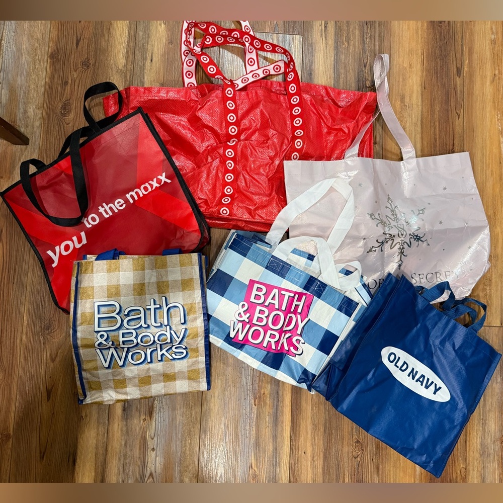 Target Red Tote + Assorted Bags (Bath & Body Works, Old Navy, Victoria’s Secret)